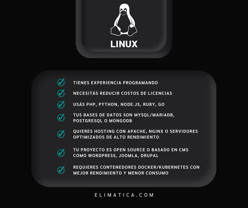 Beneficios Linux Proyectos Web Hosting Rendimiento Estabilidad Seguridad Servidores Open Source Php Python Nodejs Mysql Postgresql Cms Wordpress Escalabilidad Docker Kubernetes Devops Bajo Consumo Flexibilidad Alta Disponibilidad Comparativa Windows Linux Infraestructura Web